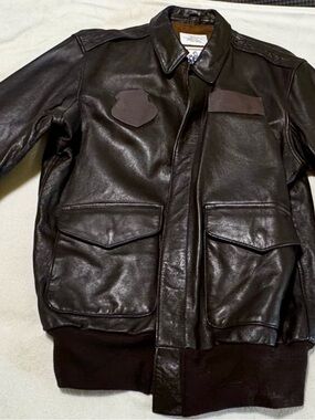 Avirex Dark Brown Leather Bomber Jacket